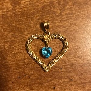 14K gold blue topaz pendant